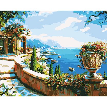 Quadro pittura digitale paesaggio lago