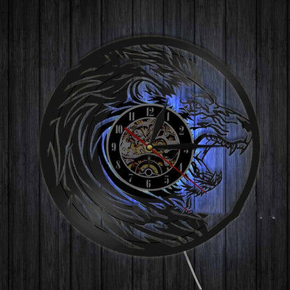 Orologio da parete Drago blu LED
