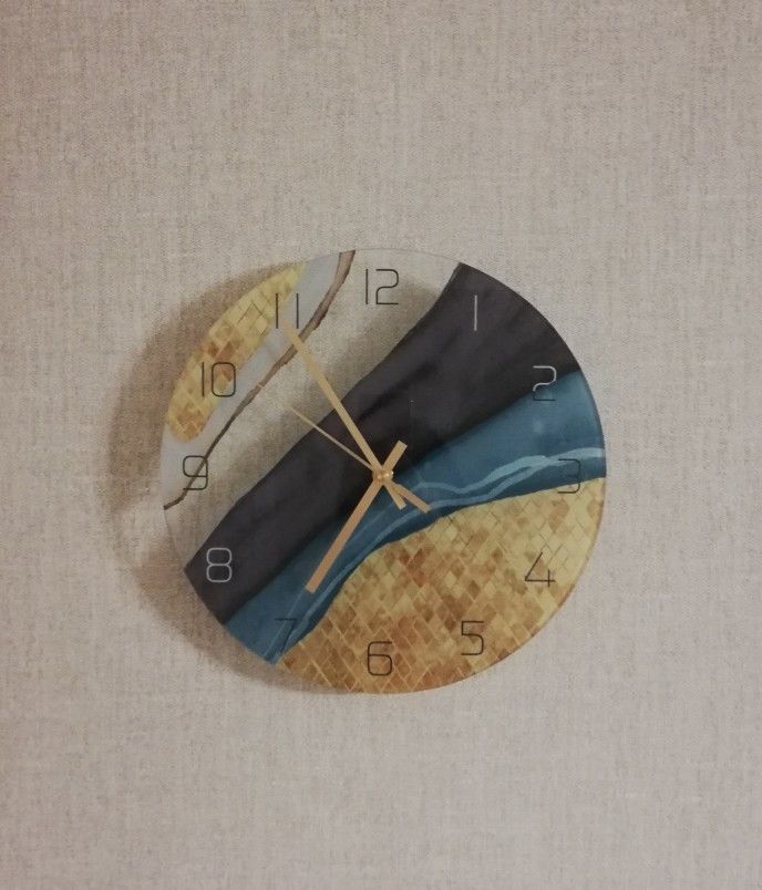 Orologio da parete Geometrico oro turchese