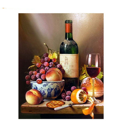 Quadro frutta e vino da dipingere