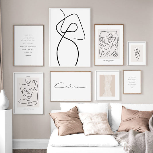 Quadro su tela Galleria linee astratte volti