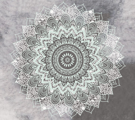 Arazzo Mandala bianco grigio intricato
