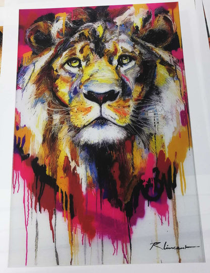 Quadro leone astratto