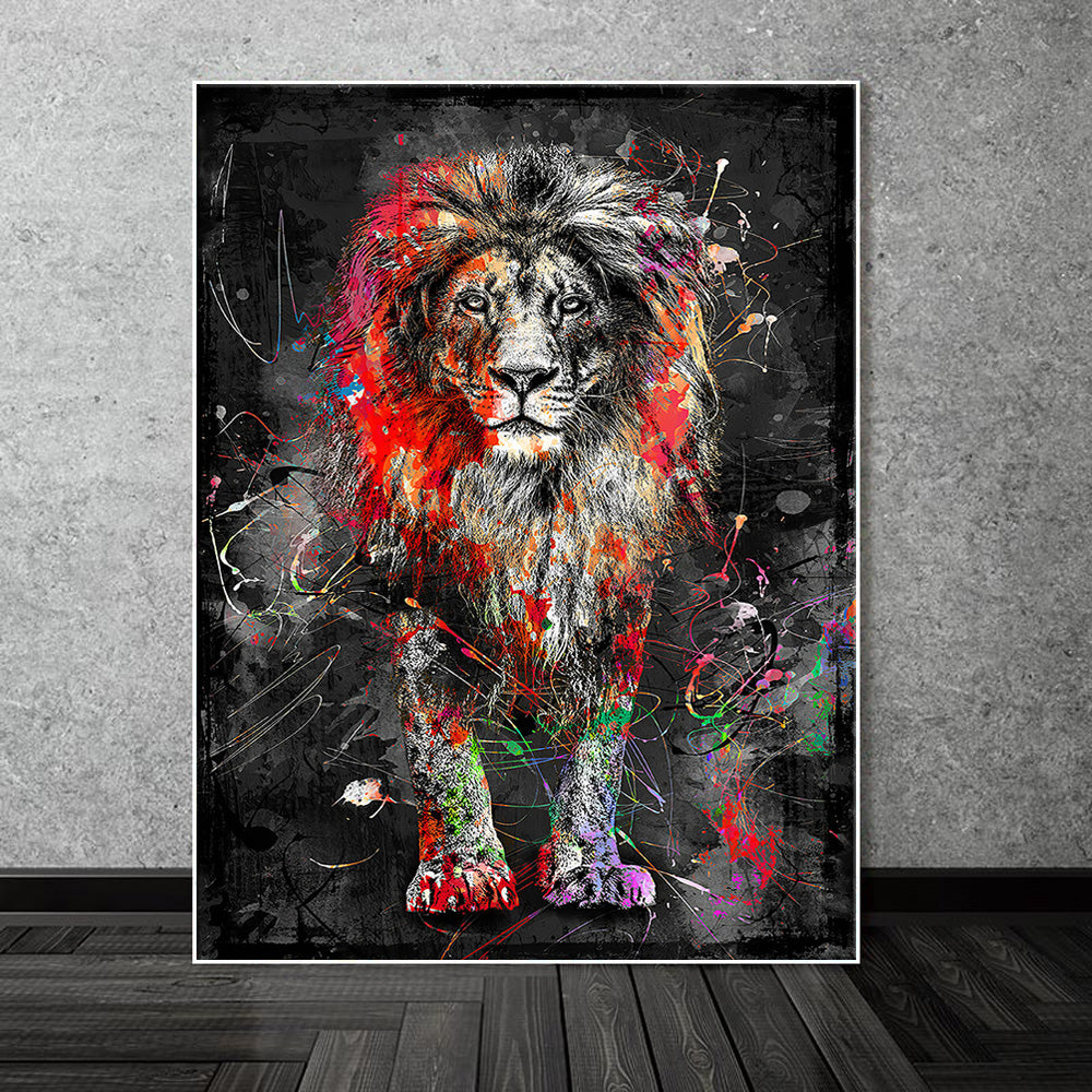 Quadro leone astratto