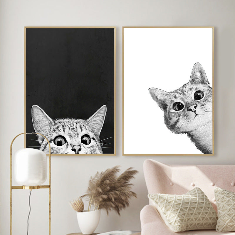 Quadro gatto bianco-nero