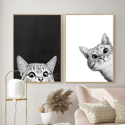 Quadro gatto bianco-nero