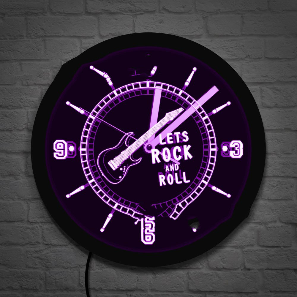 Orologio da parete Chitarra rock neon