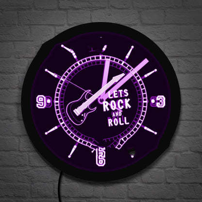 Orologio da parete Chitarra rock neon
