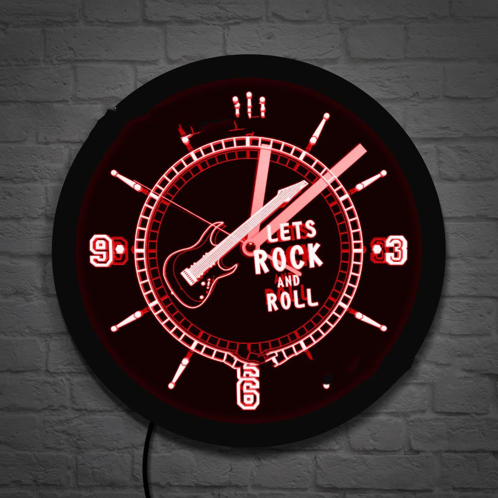 Orologio da parete Chitarra rock neon