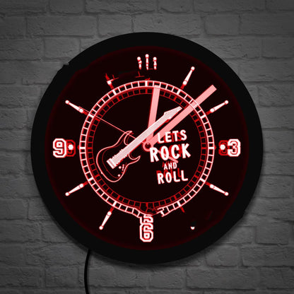 Orologio da parete Chitarra rock neon