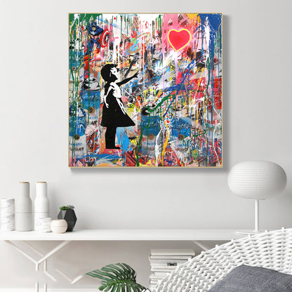 Quadro ragazza arte urbana