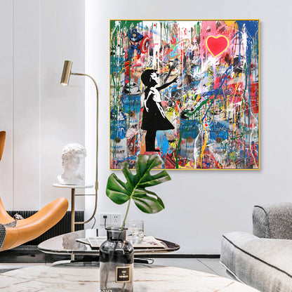 Quadro ragazza arte urbana