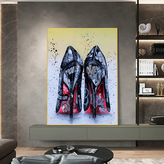 Quadro su tela Scarpe con effetto marmorizzato