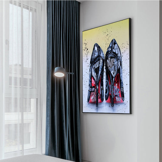 Quadro su tela Scarpe con effetto marmorizzato