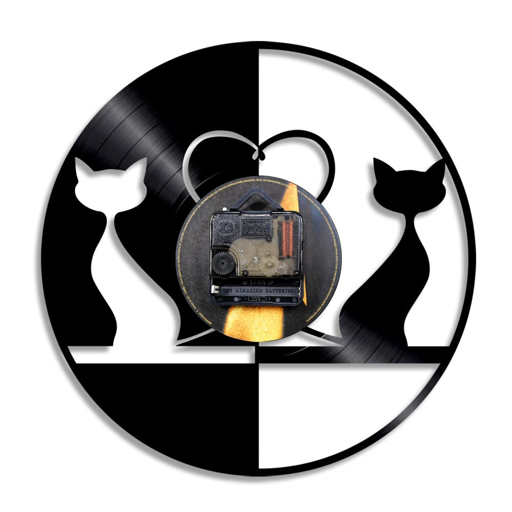 Orologio da parete Gatti neon silhouette