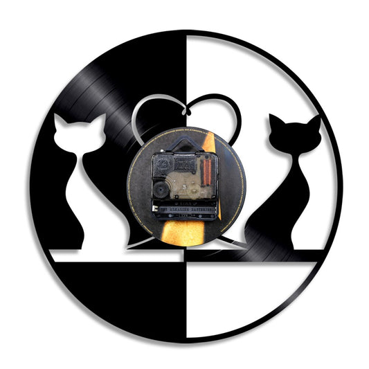 Orologio da parete Gatti neon silhouette