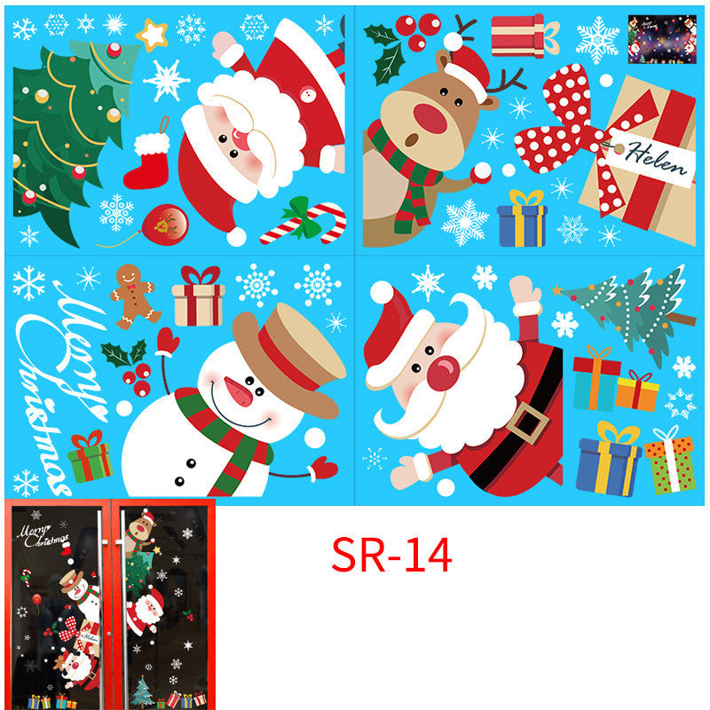 Adesivo murale Babbo Natale e renna nella vetrina