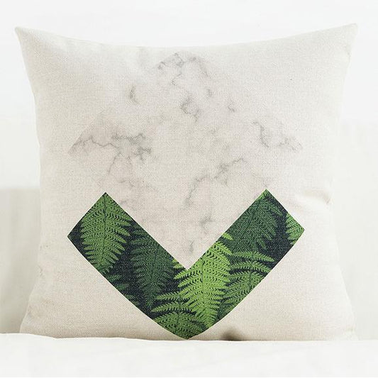 Cuscino tessuto stampa foglie tropicali monstera