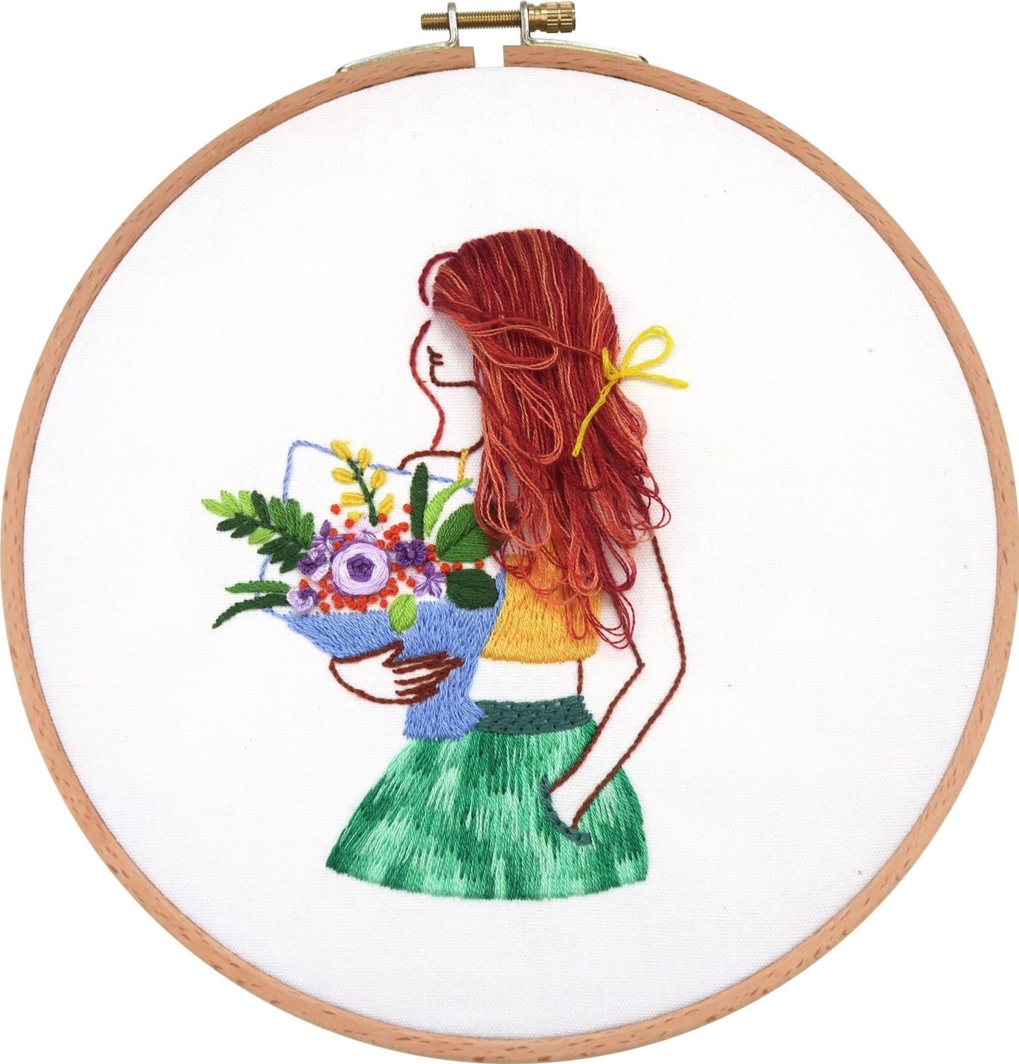 Quadro ricamato danza tra fiori