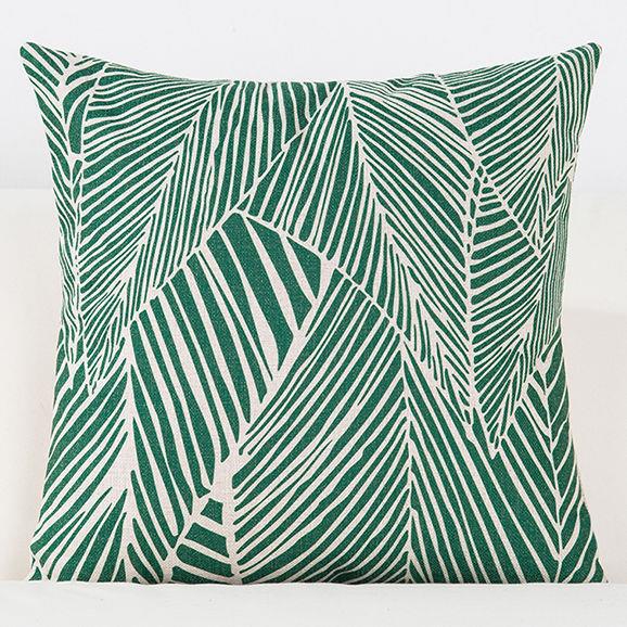 Cuscino tessuto stampa foglie tropicali monstera