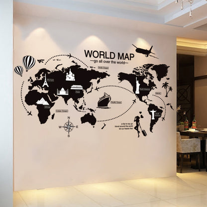 Adesivo Murale Mappa Mundi Nera