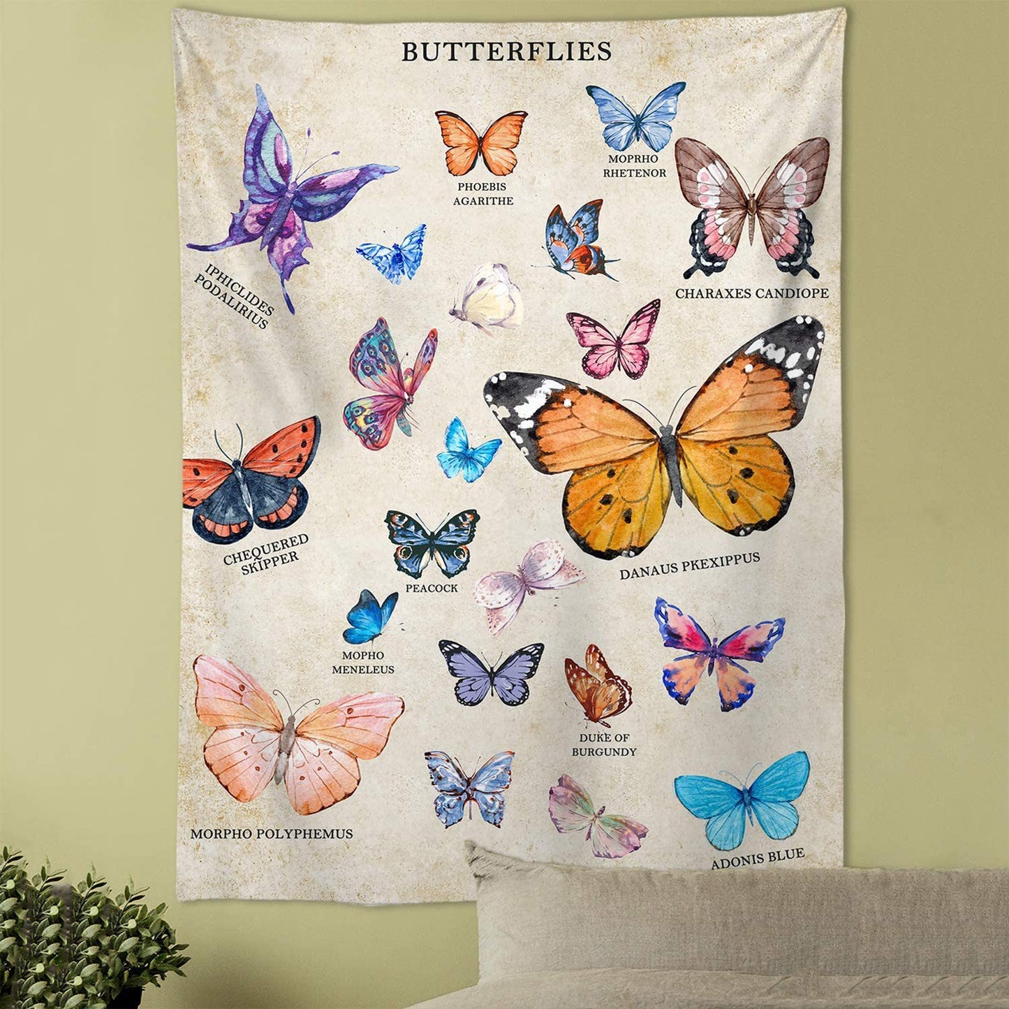 Arazzo farfalle retrò beige