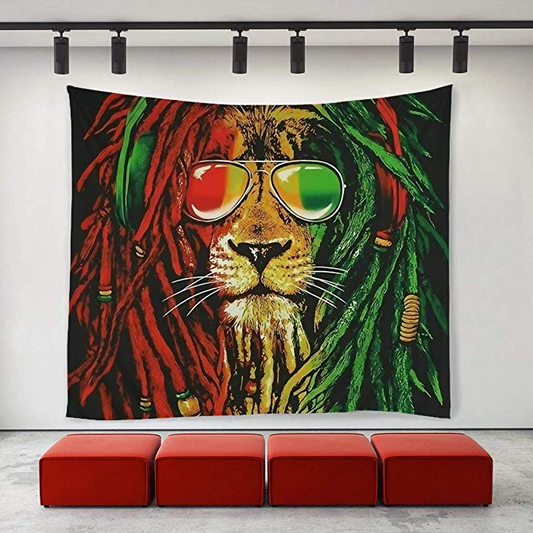 Arazzo Leone occhiali colorati dreadlock reggae