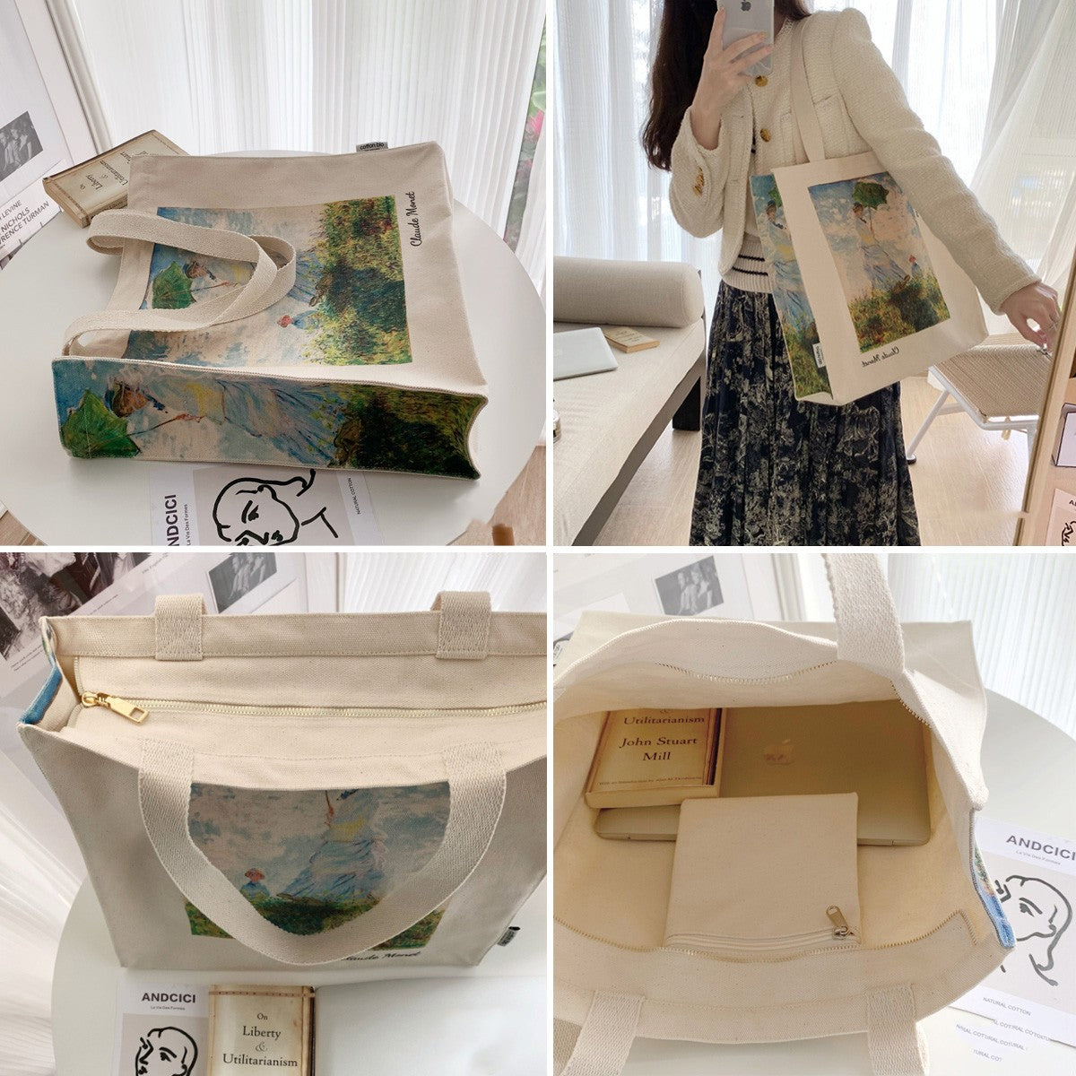Borsa di tela con zip