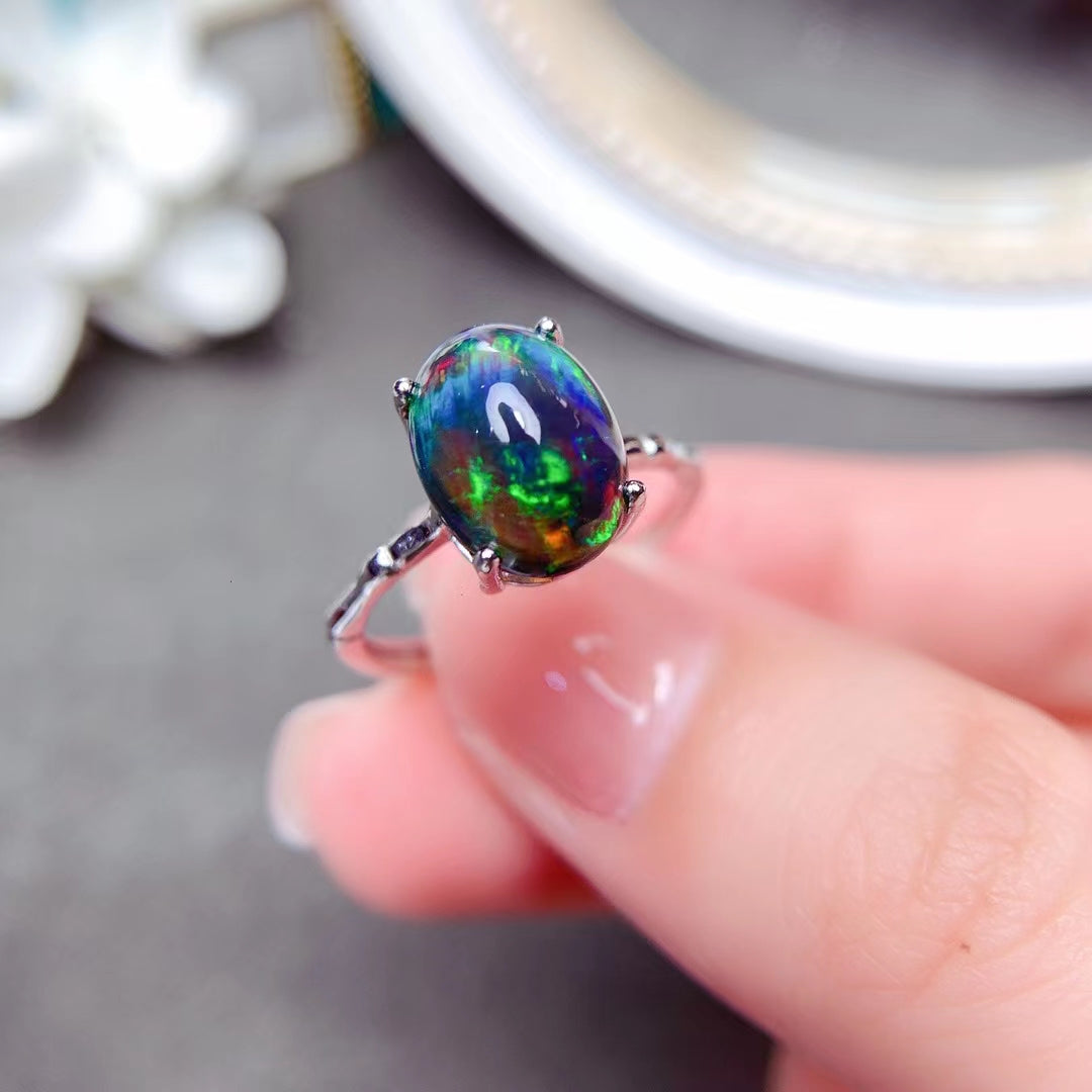 Anello Opale Nero Mosaico