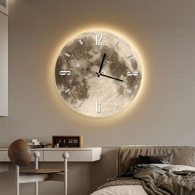 Orologio da parete Luna con halo luminoso
