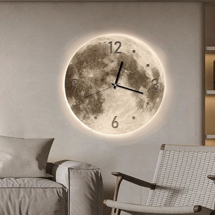 Orologio da parete Luna con halo luminoso