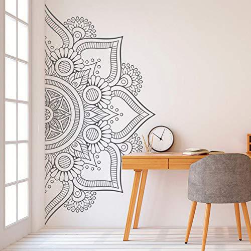 Adesivo murale Mandala grigio asymmetrico quadrante destro
