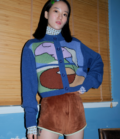 Cardigan lana stile impressionista