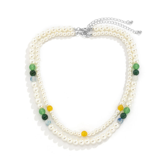 Collana perle bicolore