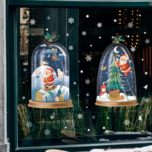 Adesivo murale Babbo Natale e fiocchi di neve