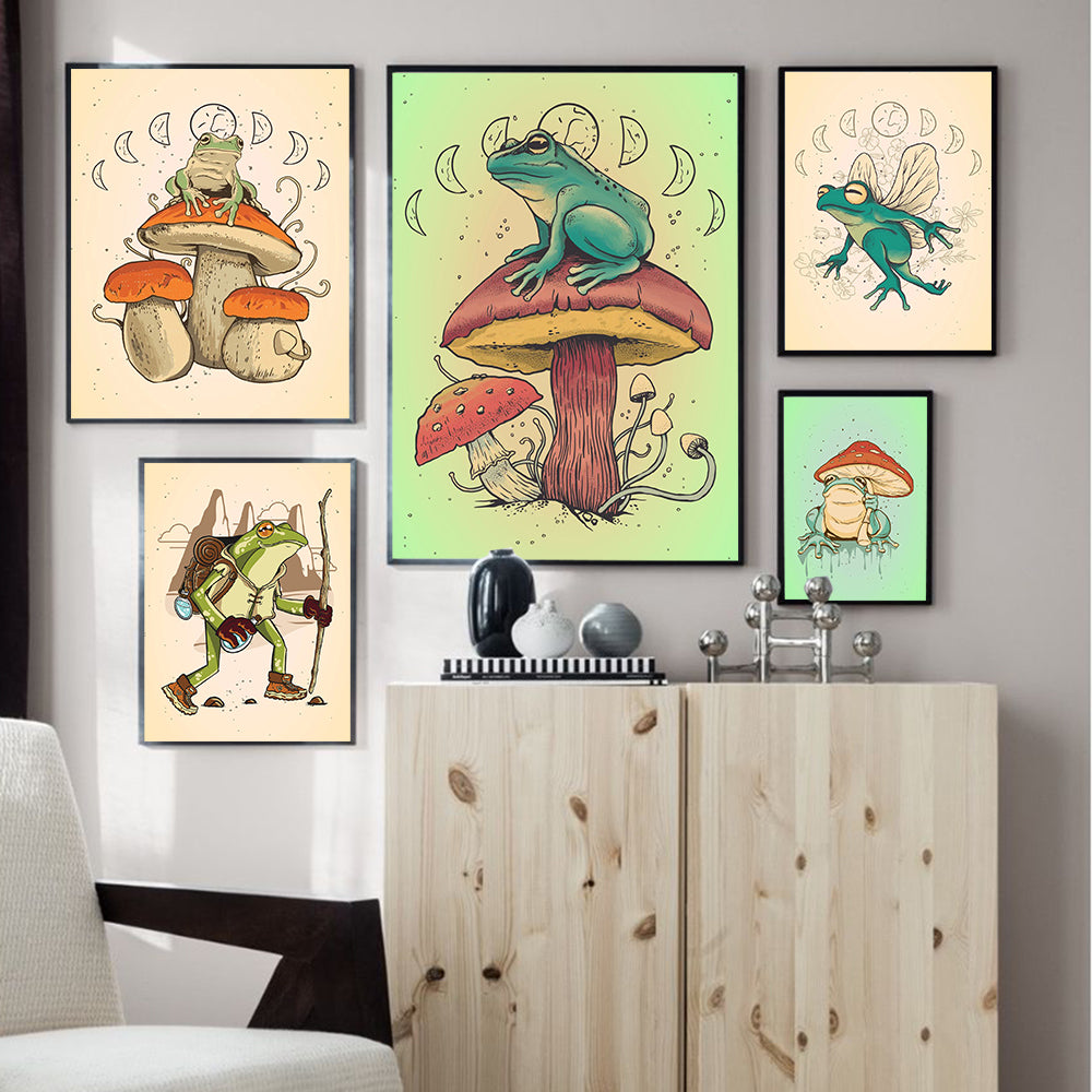Quadro rana e funghi