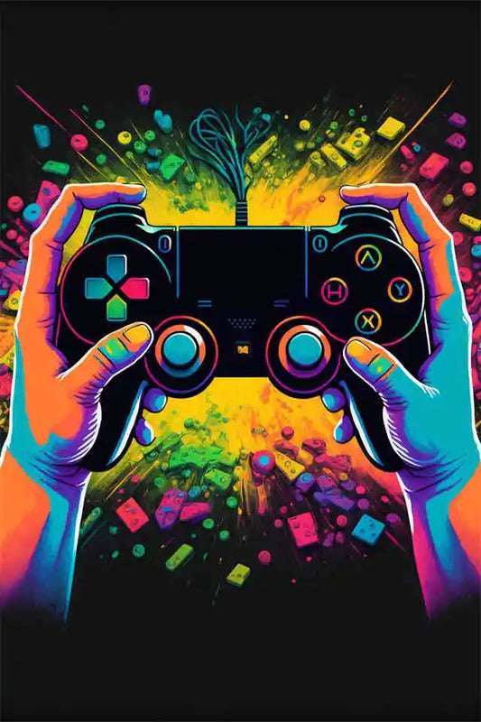 Quadro su tela Controller neon colorato