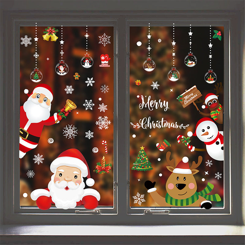Adesivo murale Babbo Natale e renna nella vetrina