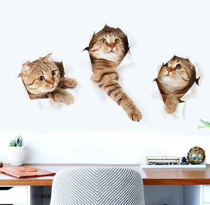 Adesivo murale gatto 3D