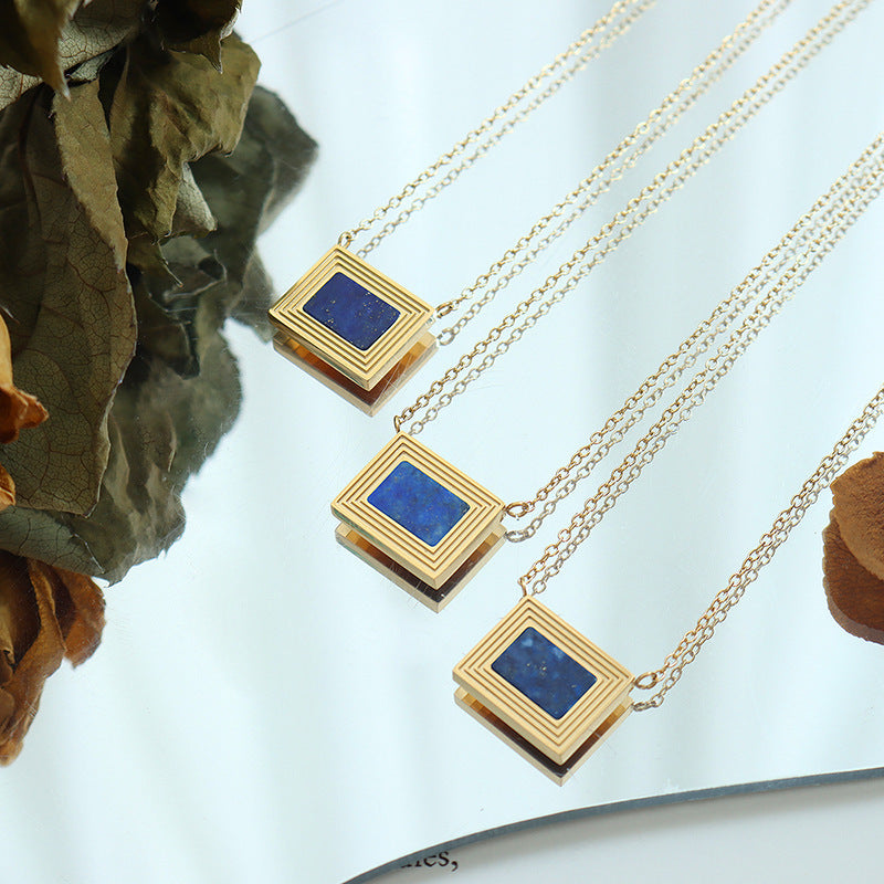 Collana quadrata lapislazzuli dipinta