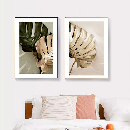 Poster foglie verdi e oro