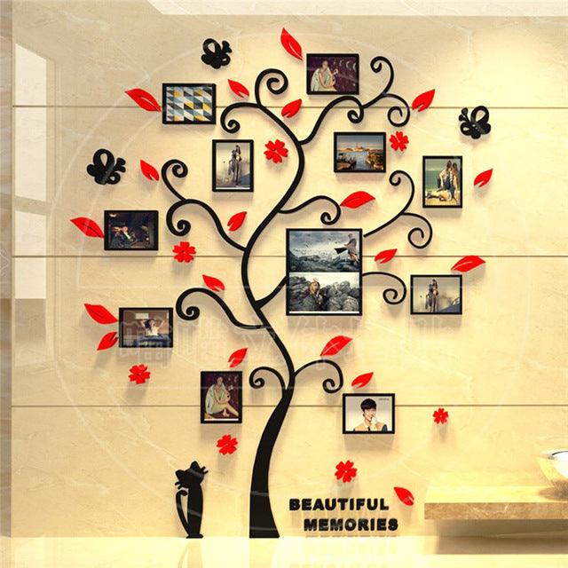 Adesivo murale Albero genealogico con foglie verdi