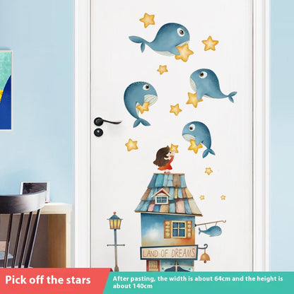 Adesivo murale Balena fra le stelle