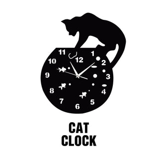 Orologio da parete Gatto nero pesce