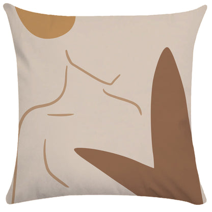 Copricuscino beige stampa motivi astratti