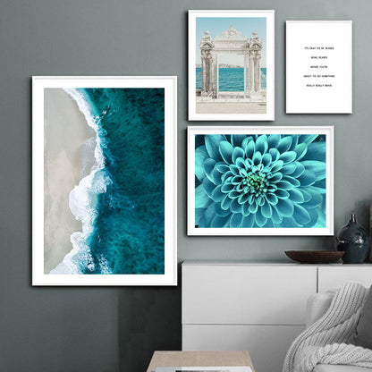 Quadro onda e fiore blu