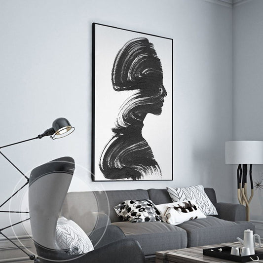 Quadro su tela Profilo di donna in bianco e nero