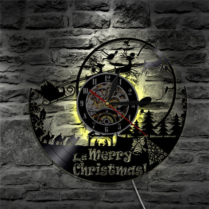 Orologio da parete Scena Natale con LED