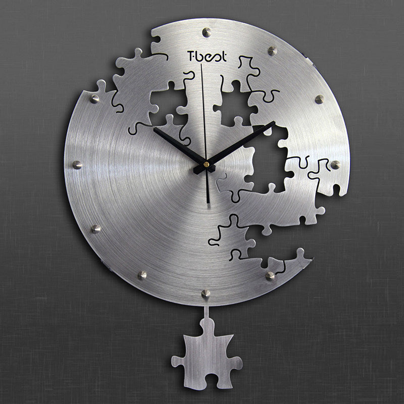 Orologio da parete Puzzle pieces argento