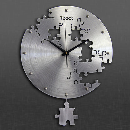 Orologio da parete Puzzle pieces argento